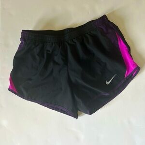 Nike Dri Fit running shorts, black, pink purple trim, M
